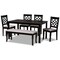 Baxton Studio Dori Grey Upholstered and Dark Brown Finished Wood 6-Piece Dining Set 172-9728-10918-10519 - alternate 1